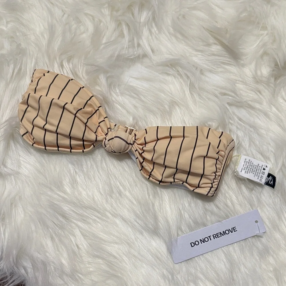 Princess Polly Tamrali Yellow Striped Bandeau Bikini Top Minimalist Swimsuit